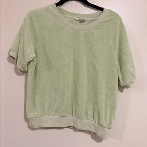 For The Republic Sz XS Pale Green Terry Cloth Short Sleeve Top Y2k Style beach